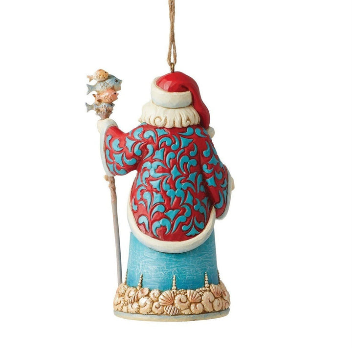 Jim Shore Heartwood Creek: Coastal Santa with Fish Staff Hanging Ornament sparkle-castle