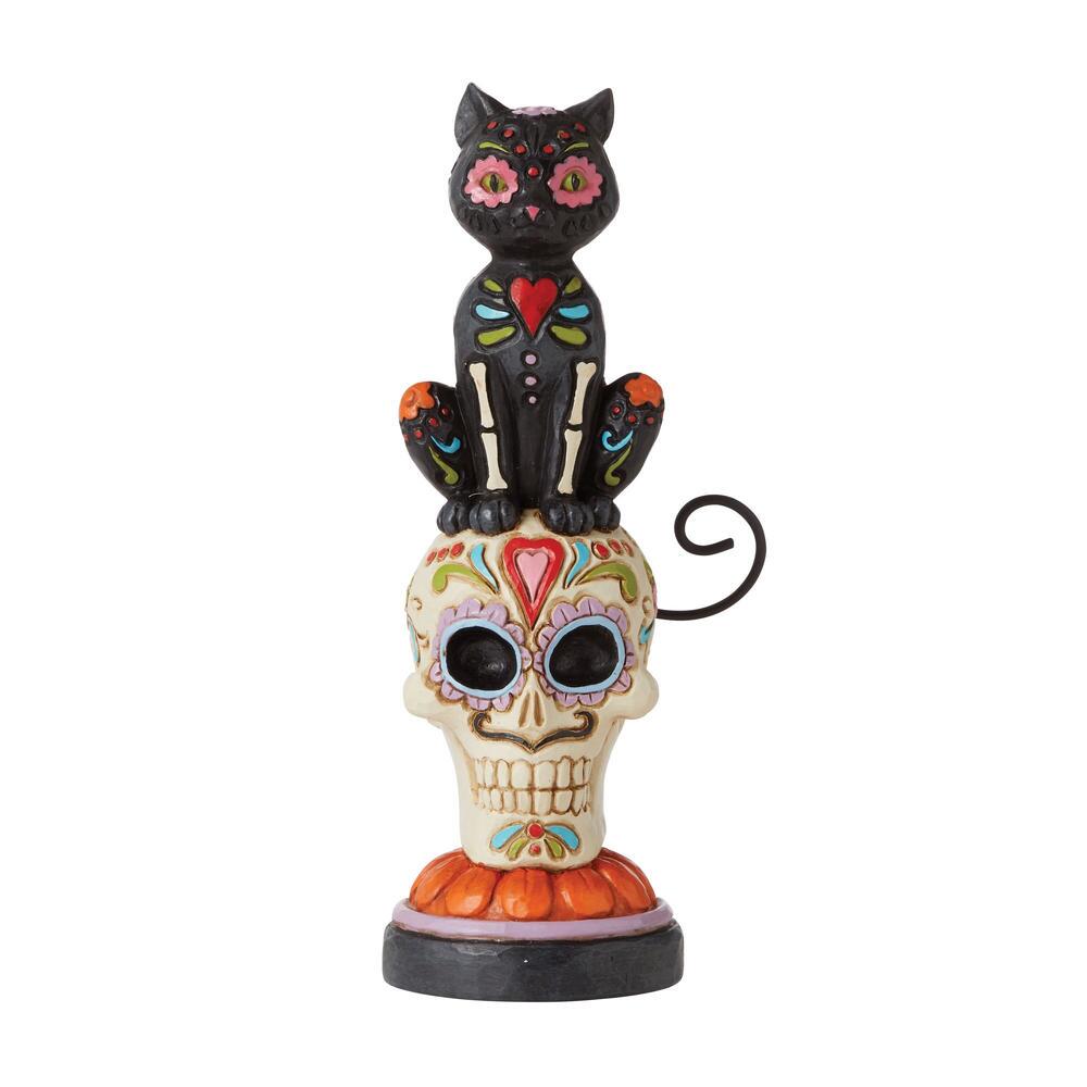 Jim Shore Heartwood Creek: Day Dead Black Cat Skull Figurine sparkle-castle