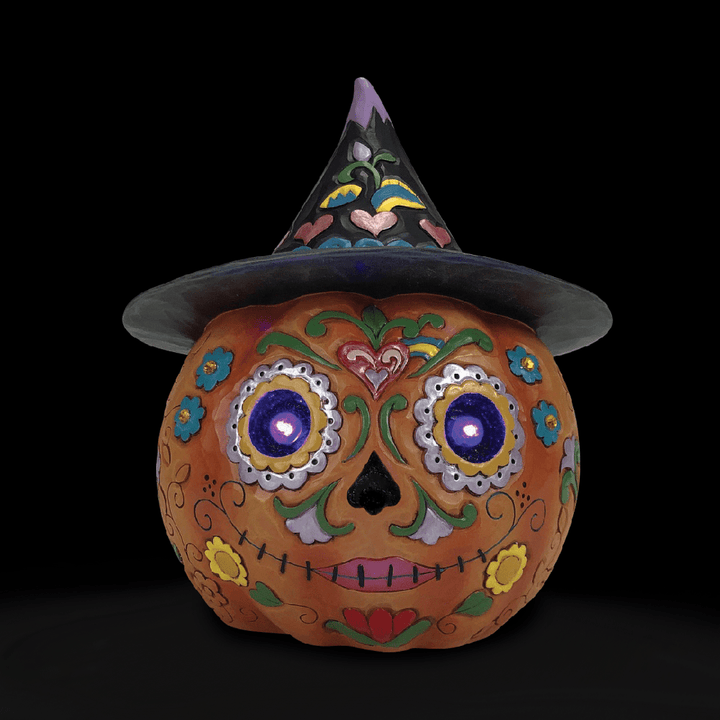 Jim Shore Heartwood Creek: Day of the Dead Jack-o-Lantern with Hat Figurine sparkle-castle