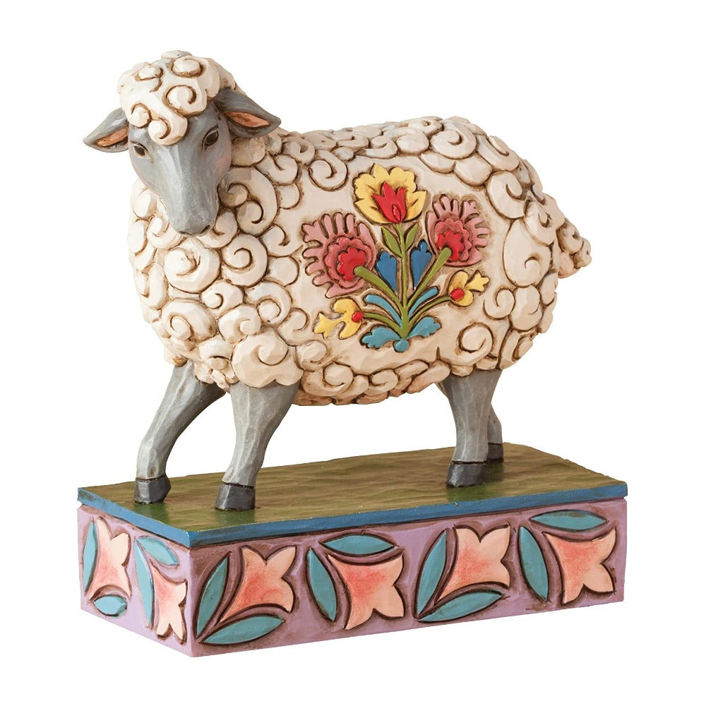 Jim Shore Heartwood Creek: Folk Sheep Figurine sparkle-castle