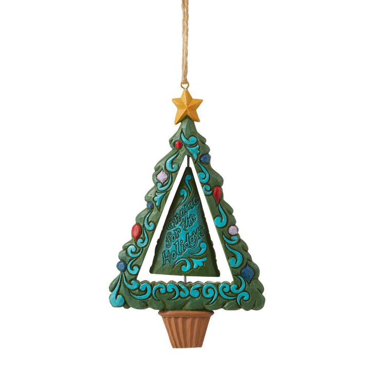 Jim Shore Heartwood Creek: Gnome Christmas Tree Rotating Hanging Ornament sparkle-castle