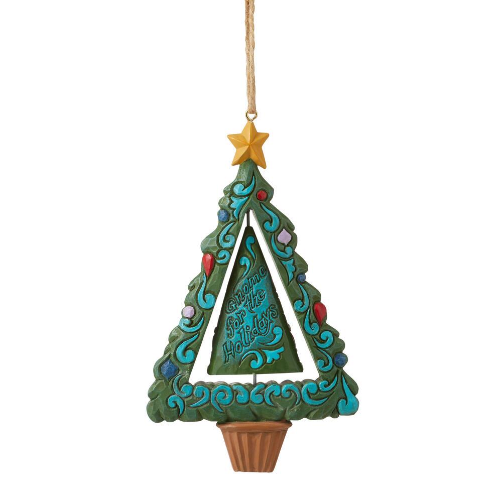 Jim Shore Heartwood Creek: Gnome Christmas Tree Rotating Hanging Ornament sparkle-castle