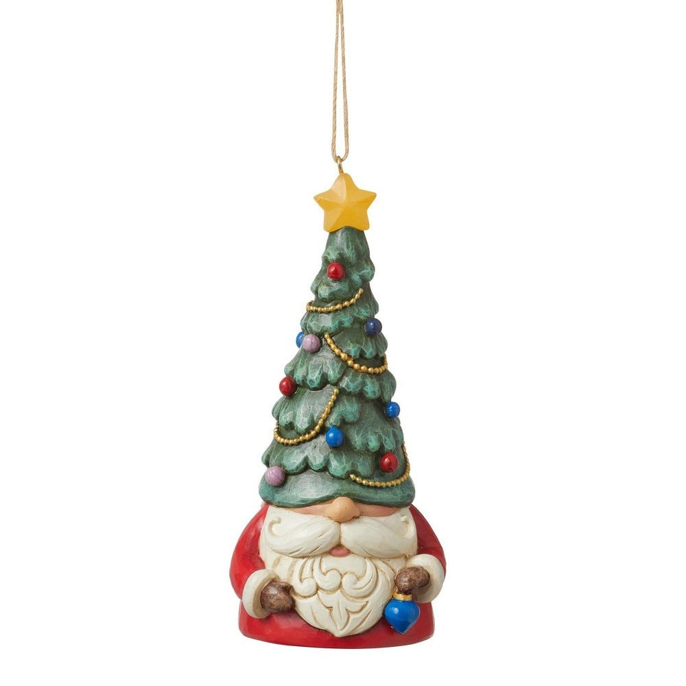Jim Shore Heartwood Creek: Gnome with Lit Tree Hat Hanging Ornament sparkle-castle