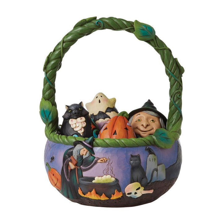 Jim Shore Heartwood Creek: Halloween Basket Minis Figurine, Set sparkle-castle