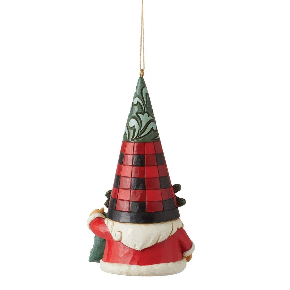 Jim Shore Heartwood Creek: Highland Glen Gnome Holding Bells Hanging Ornament sparkle-castle