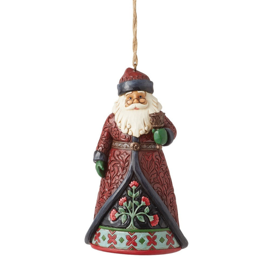 Jim Shore Heartwood Creek: Holiday Manor Santa with Bell Hanging Ornament sparkle-castle