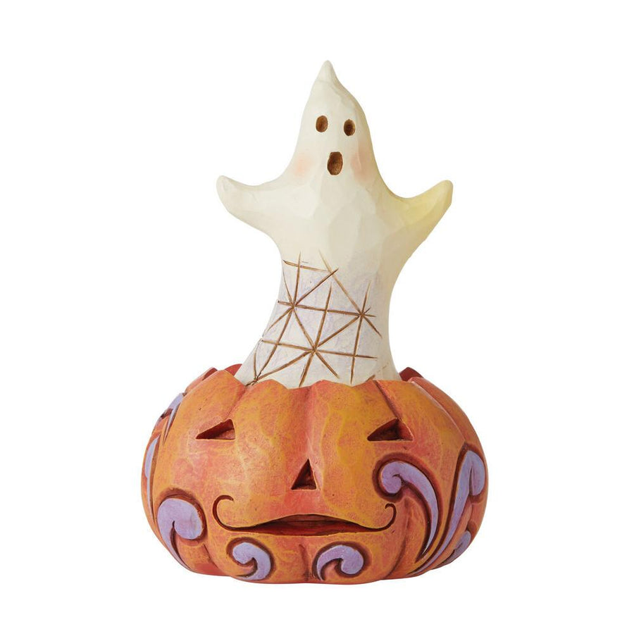 Jim Shore Heartwood Creek: Mini Ghost Pumpkin Figurine sparkle-castle