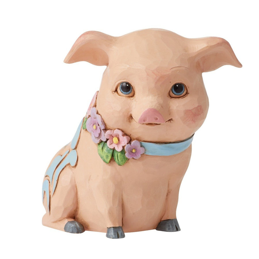 Jim Shore Heartwood Creek: Mini Piggy with Flower Collar Figurine sparkle-castle