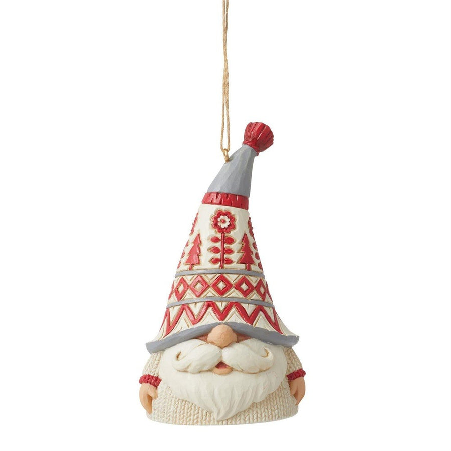 Jim Shore Heartwood Creek: Nordic Noel Gnome In White Sweater Hanging Ornament sparkle-castle