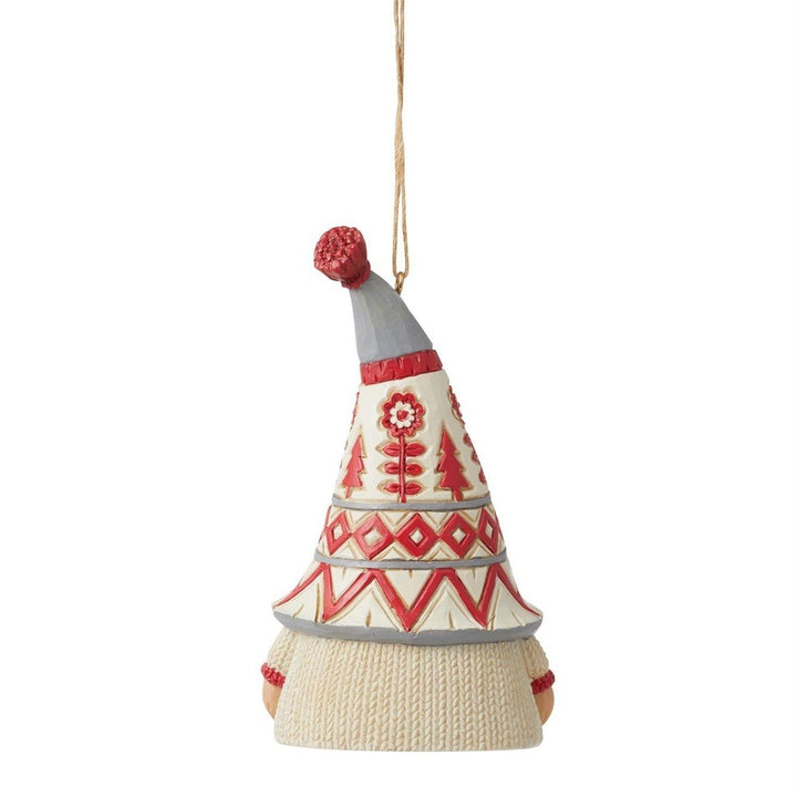 Jim Shore Heartwood Creek: Nordic Noel Gnome In White Sweater Hanging Ornament sparkle-castle