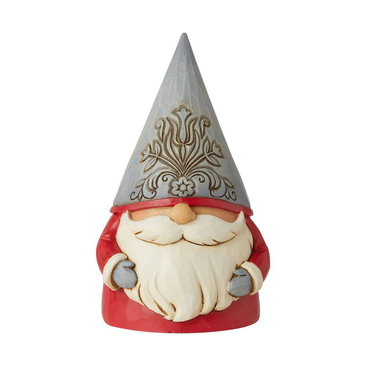 Jim Shore Heartwood Creek: Nordic Noel Grey Floral Hat Gnome Figurine sparkle-castle
