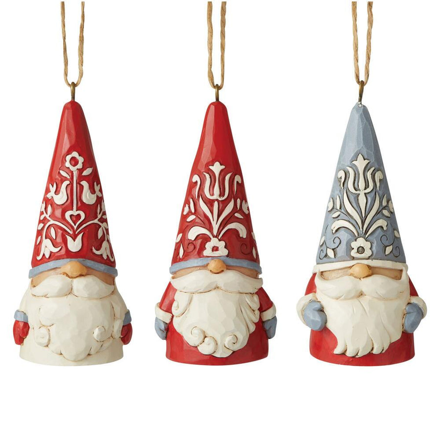 Jim Shore Heartwood Creek: Nordic Noel Mini Gnome Hanging Ornaments, Set sparkle-castle