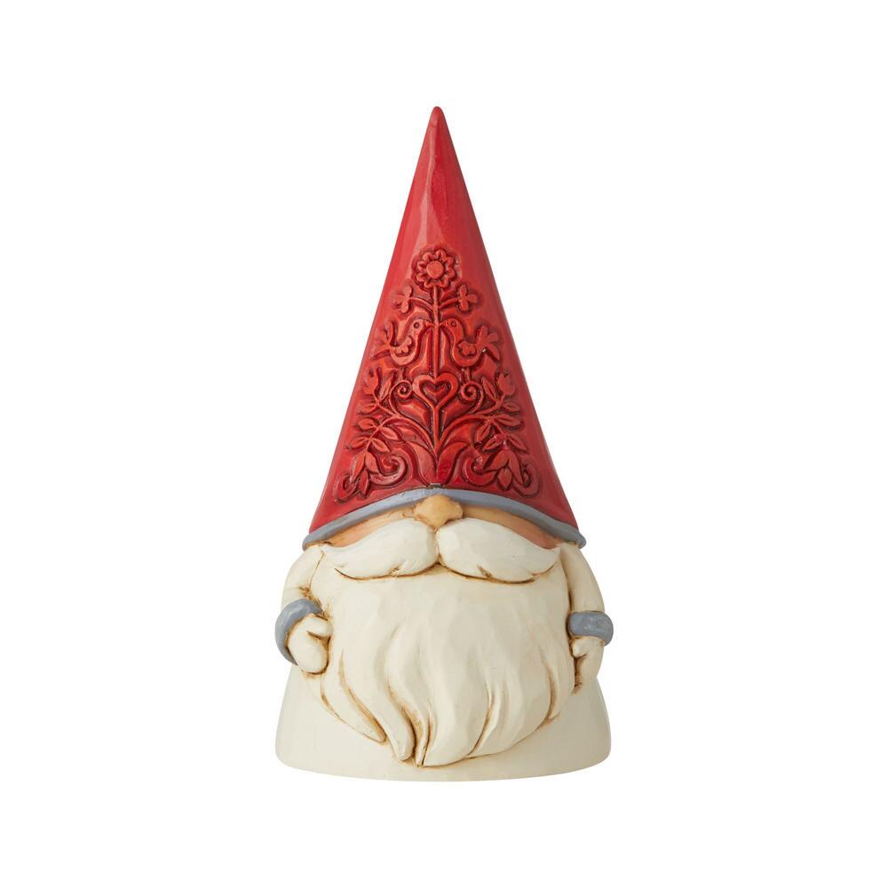 Jim Shore Heartwood Creek: Nordic Noel Red Floral Hat Gnome Figurine sparkle-castle