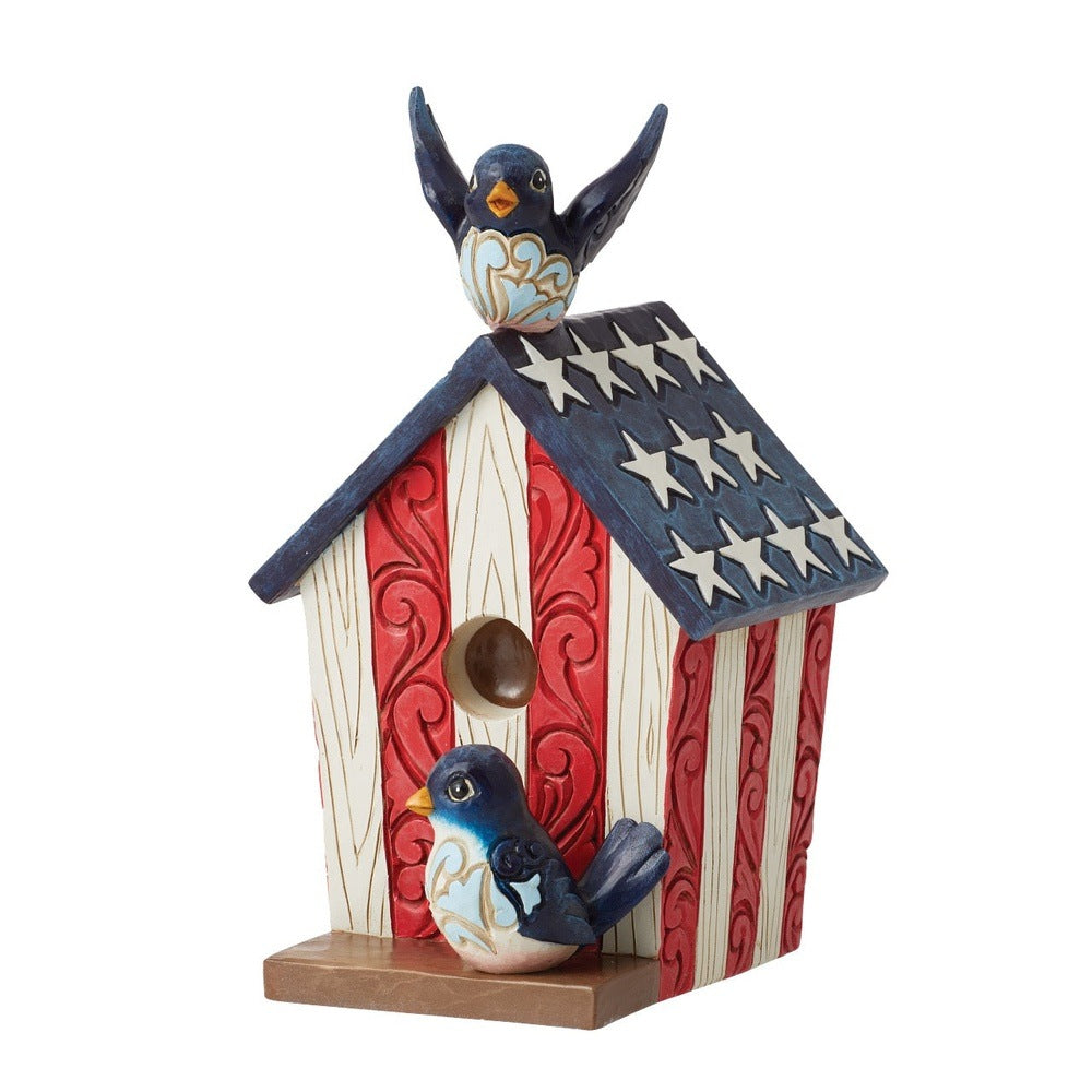 Jim Shore Heartwood Creek: Patriotic Decorative Birdhouse Figurine sparkle-castle