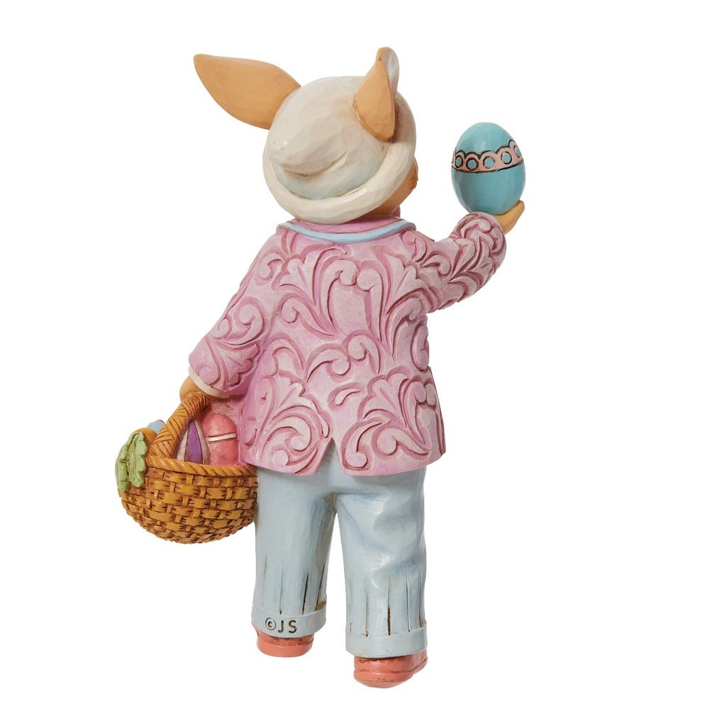 Jim Shore Heartwood Creek: Pint Sized Easter Bunny Holding Egg Figurine sparkle-castle