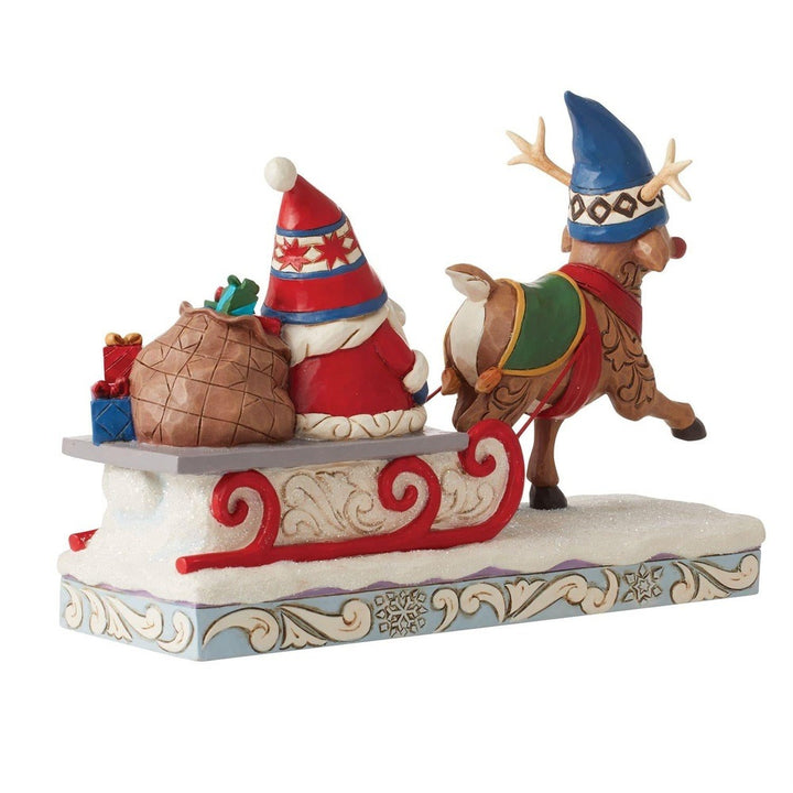 Jim Shore Heartwood Creek: Reindeer Pulling Gnome Sled Figurine sparkle-castle
