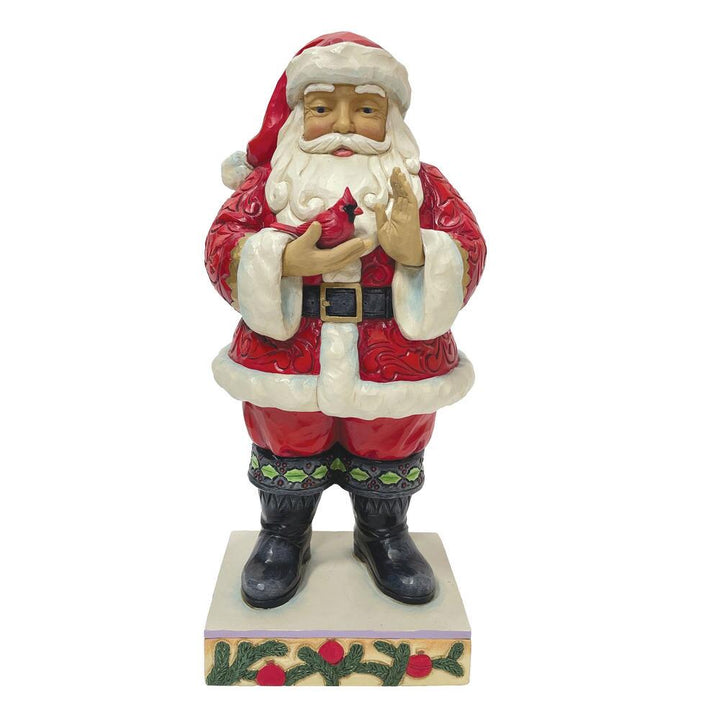 Jim Shore Heartwood Creek: Santa Holding Cardinal Figurine sparkle-castle