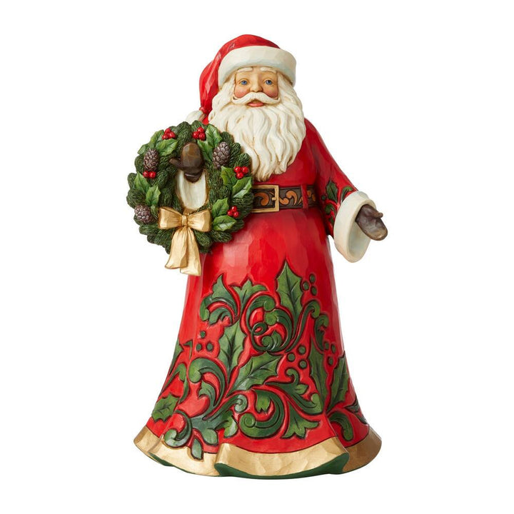Jim Shore Heartwood Creek: Santa Holding Holly Wreath Figurine sparkle-castle