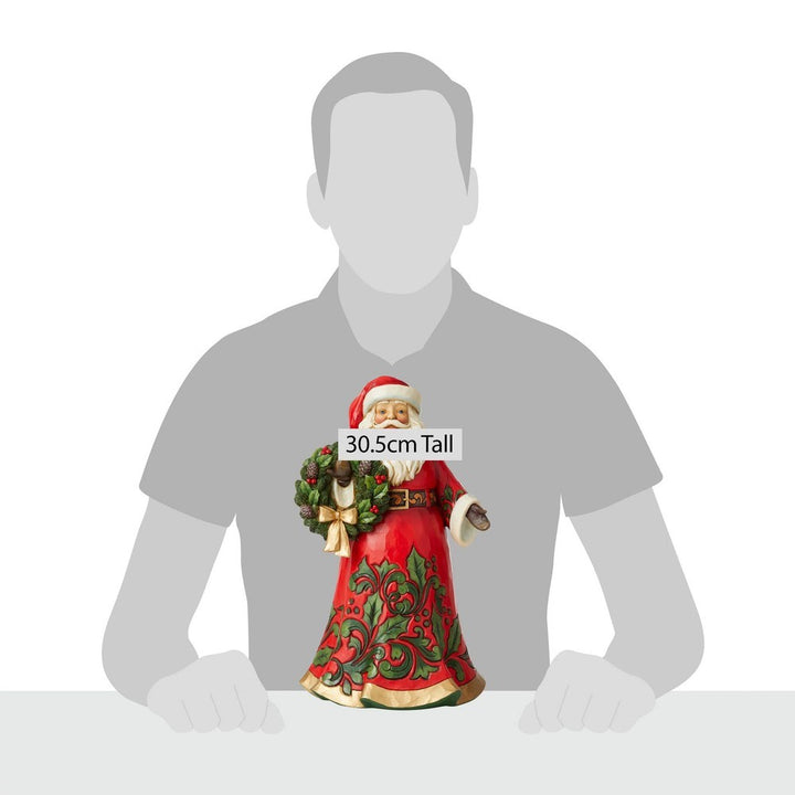 Jim Shore Heartwood Creek: Santa Holding Holly Wreath Figurine sparkle-castle
