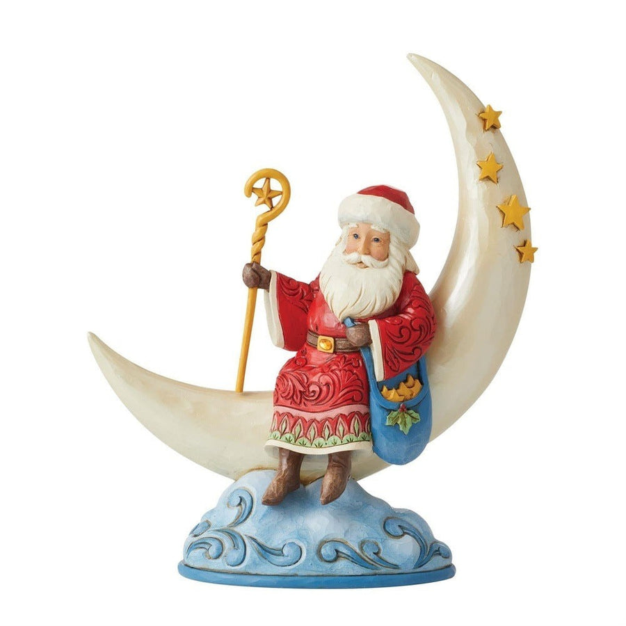 Jim Shore Heartwood Creek: Santa on Crescent Moon Figurine sparkle-castle