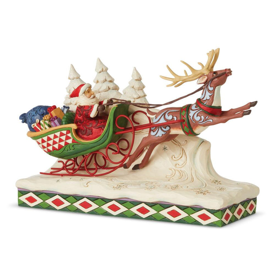 Jim Shore Heartwood Creek: Santa Sleigh Reindeer Figurine sparkle-castle