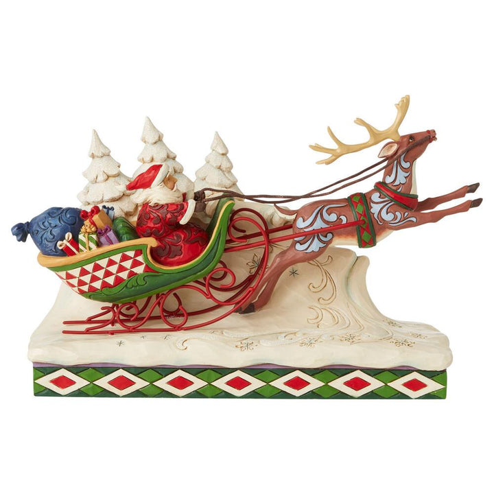 Jim Shore Heartwood Creek: Santa Sleigh Reindeer Figurine sparkle-castle