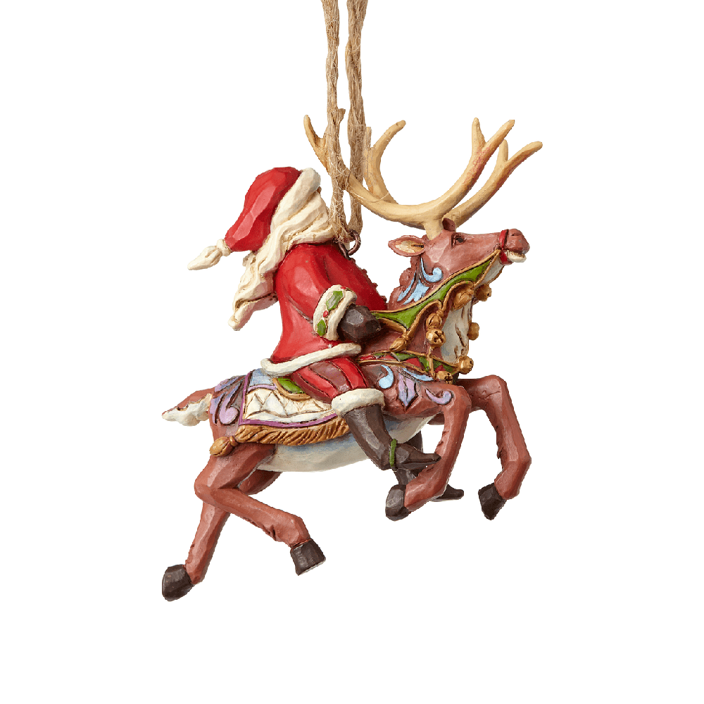 Jim Shore Heartwood Creek: Santa Riding Reindeer Hanging Ornament sparkle-castle