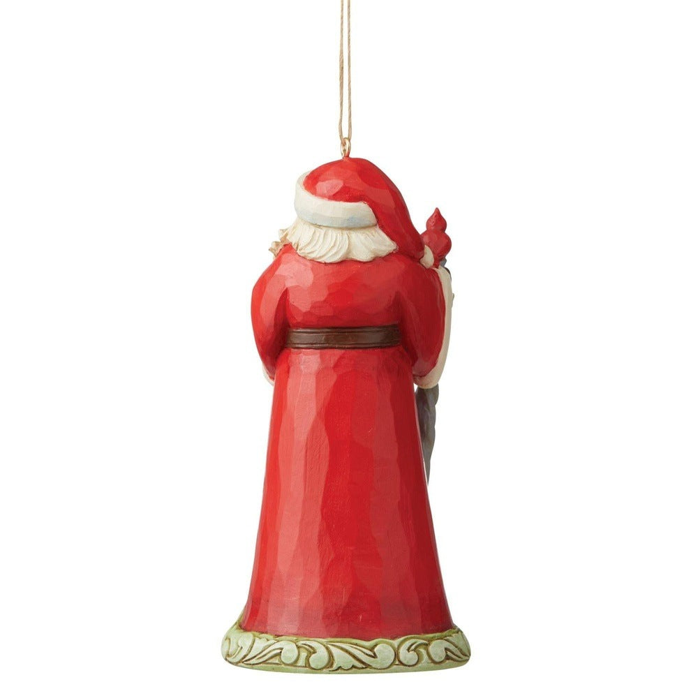 Jim Shore Heartwood Creek: Santa with Cardinals and Staff Hanging Ornament sparkle-castle