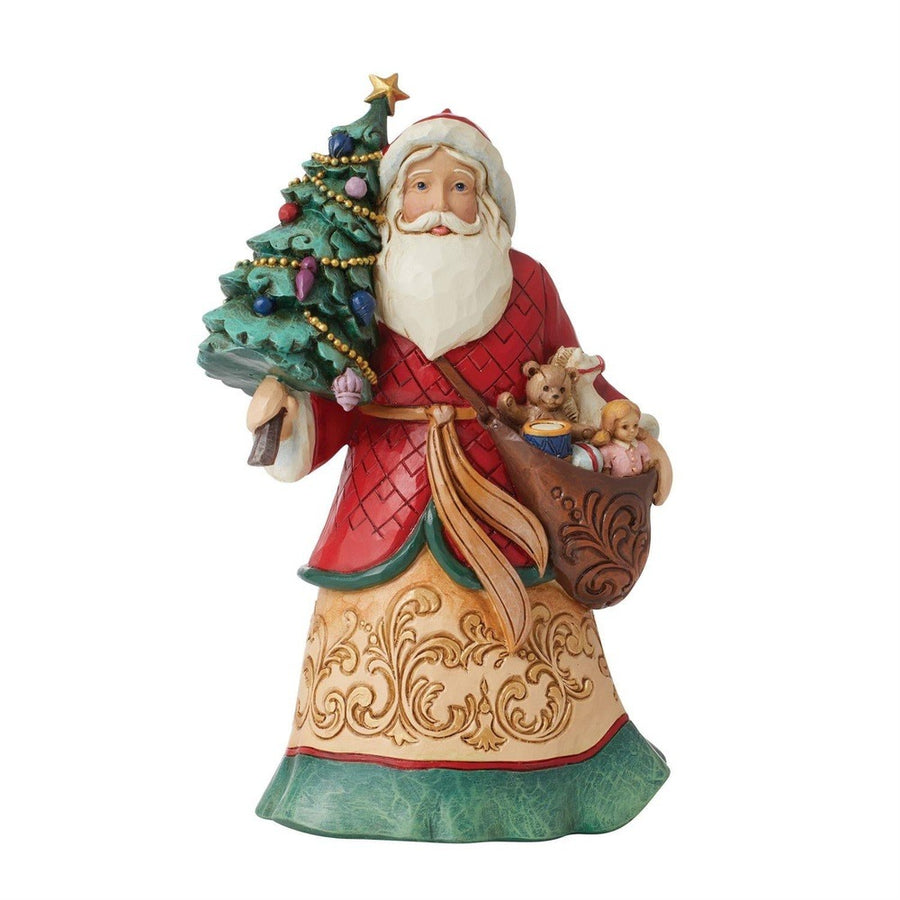 Jim Shore Heartwood Creek: Santa with Tree and Toy Bag Figurine sparkle-castle