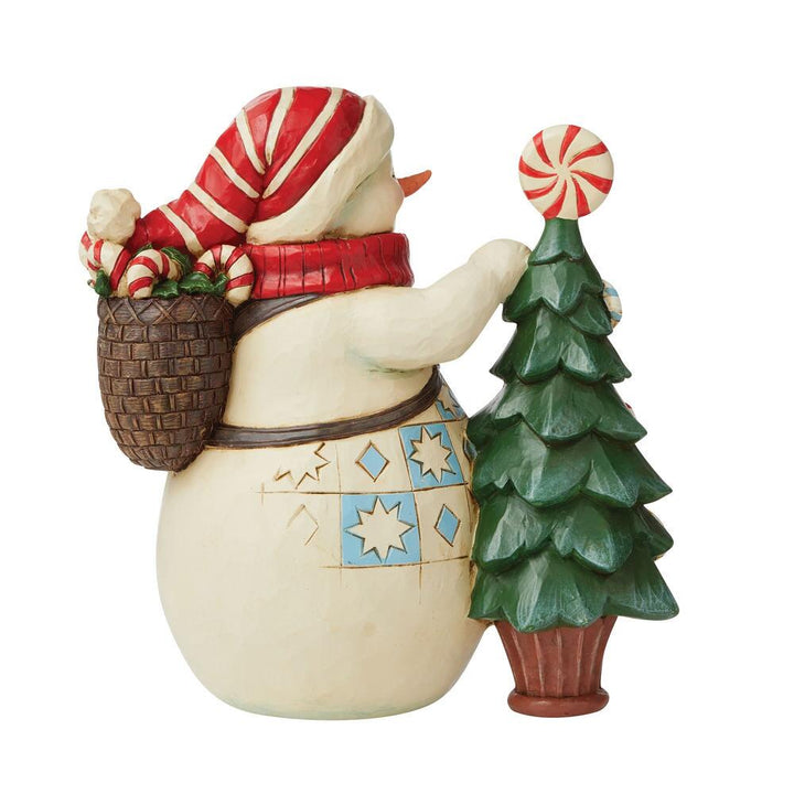 Jim Shore Heartwood Creek: Snowman Candy Tree Figurine sparkle-castle