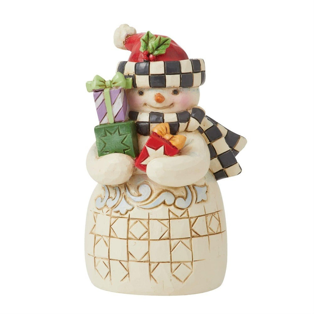 Jim Shore Heartwood Creek: Snowman with Gifts Miniature Figurine sparkle-castle