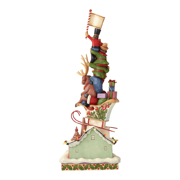 Jim Shore Heartwood Creek: Stacked Lighted Santa Workshop Figurine sparkle-castle