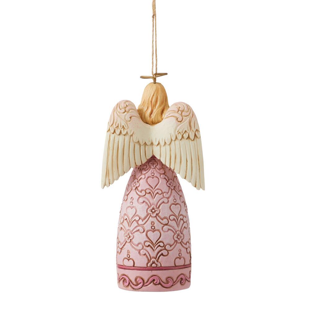 Jim Shore Heartwood Creek: Rose Pink Angel Hanging Ornament sparkle-castle