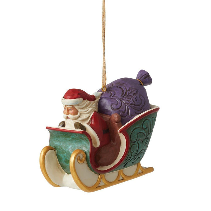 Jim Shore Heartwood Creek: 'Twas The Night Before Christmas Santa in Sleigh Hanging Ornament sparkle-castle