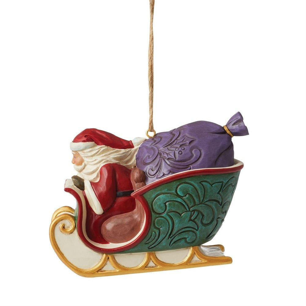 Jim Shore Heartwood Creek: 'Twas The Night Before Christmas Santa in Sleigh Hanging Ornament sparkle-castle
