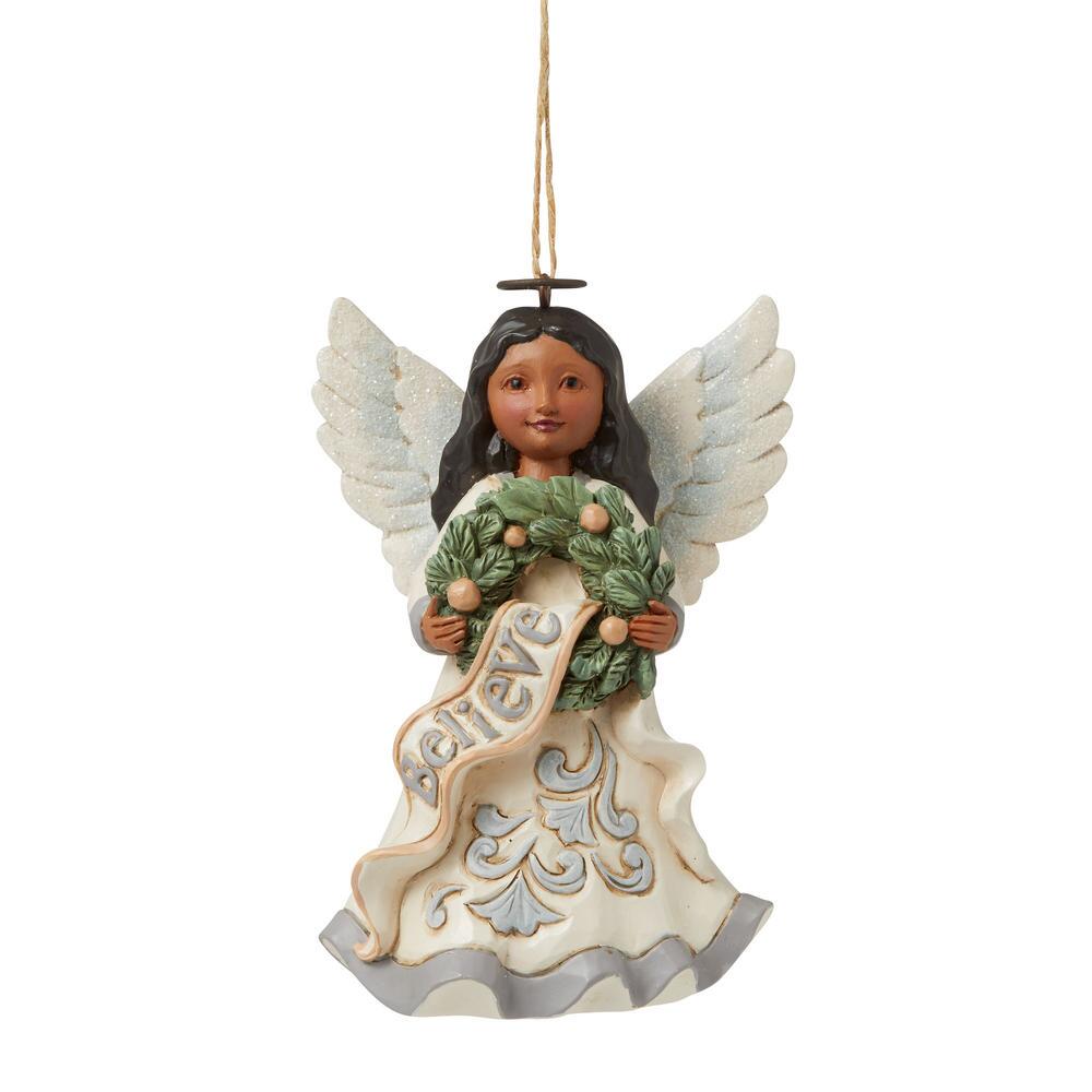 Jim Shore Heartwood Creek: White Woodland Believe African American Angel Hanging Ornament sparkle-castle