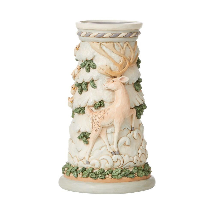 Jim Shore Heartwood Creek: White Woodland Deer Candleholder sparkle-castle