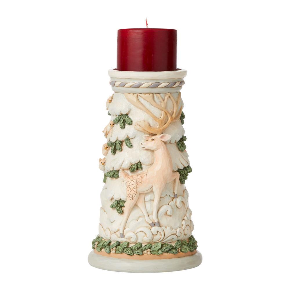 Jim Shore Heartwood Creek: White Woodland Deer Candleholder sparkle-castle