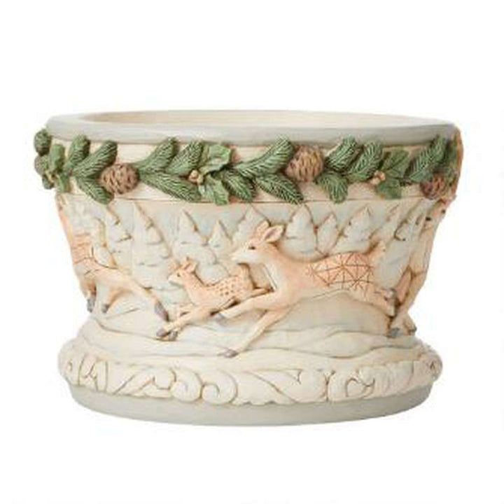 Jim Shore Heartwood Creek: White Woodland Deer Decorative Bowl sparkle-castle