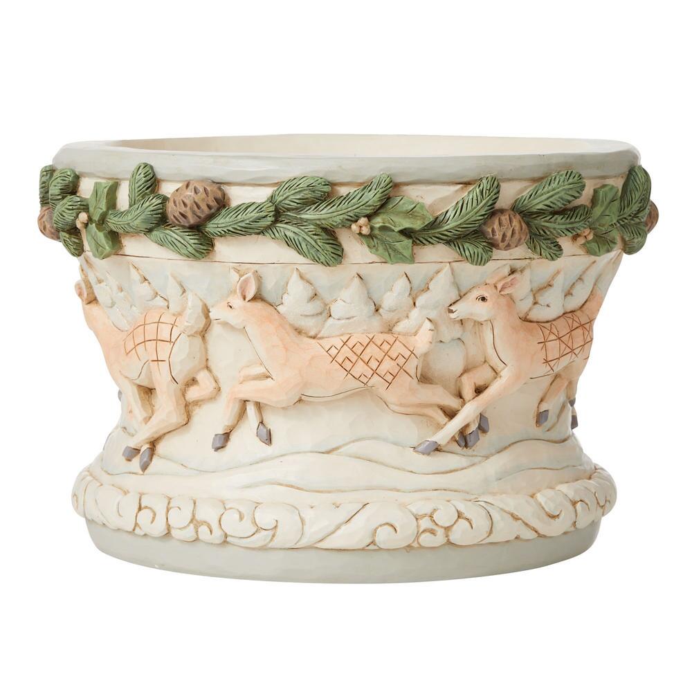Jim Shore Heartwood Creek: White Woodland Deer Decorative Bowl sparkle-castle