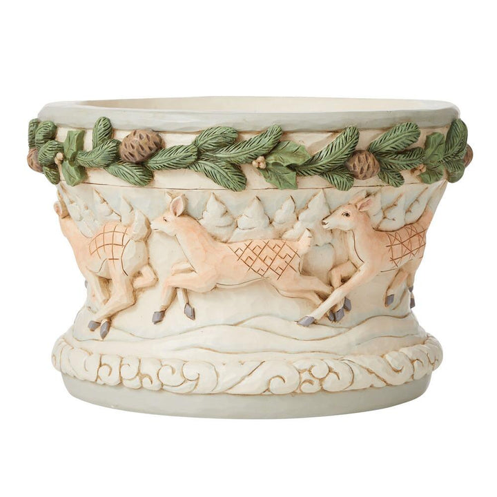 Jim Shore Heartwood Creek: White Woodland Deer Decorative Bowl sparkle-castle