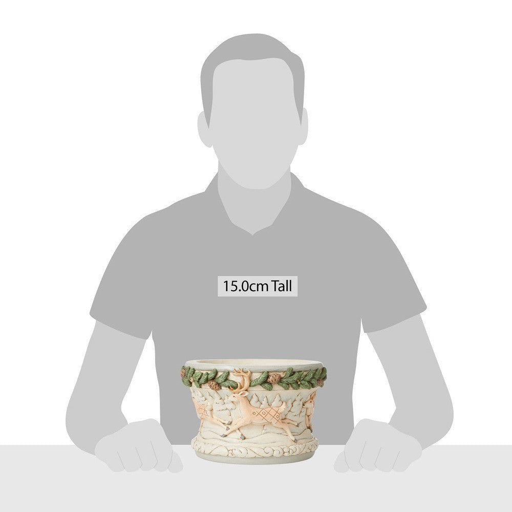 Jim Shore Heartwood Creek: White Woodland Deer Decorative Bowl sparkle-castle