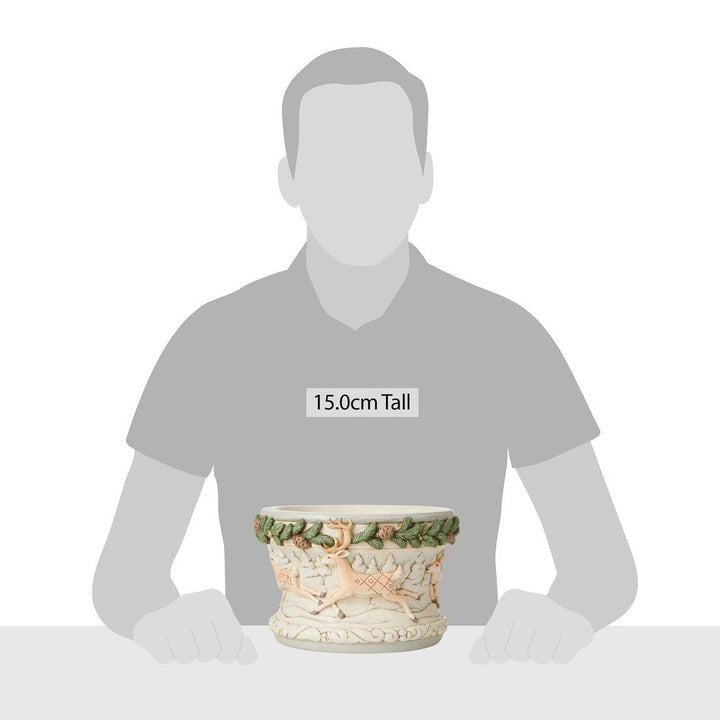 Jim Shore Heartwood Creek: White Woodland Deer Decorative Bowl sparkle-castle