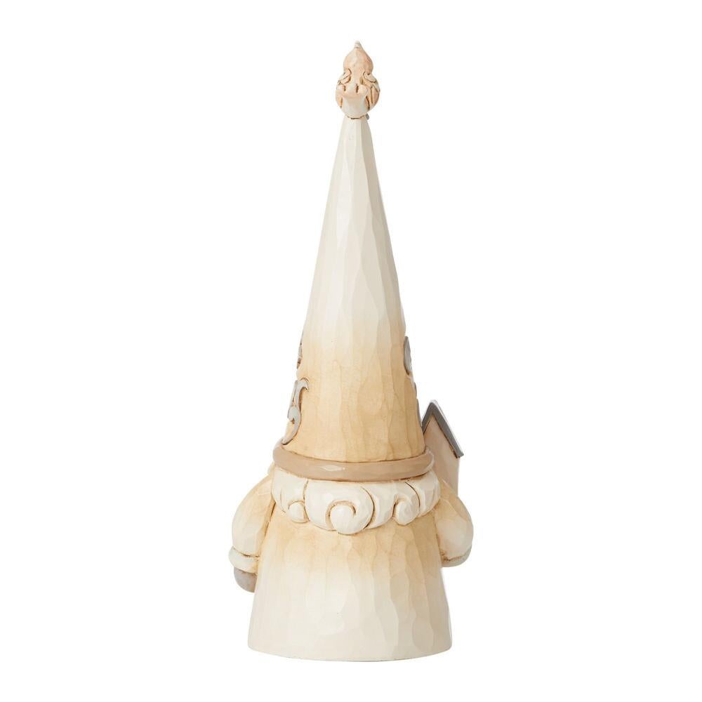 Jim Shore Heartwood Creek: White Woodland Gnome Holding Birdhouse Figurine sparkle-castle