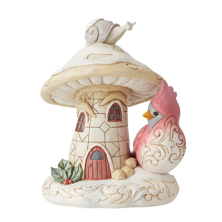 Jim Shore Heartwood Creek: White Woodland Gnome Mushroom House Figurine sparkle-castle