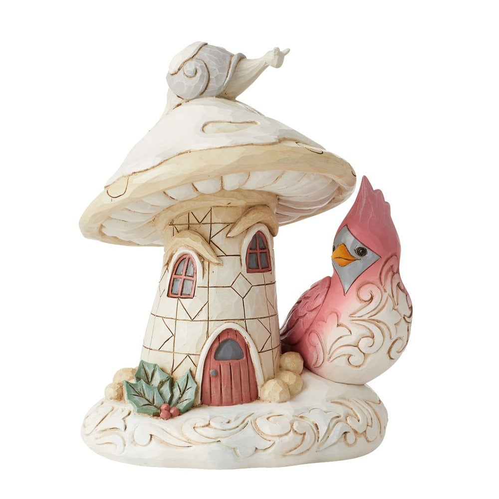Jim Shore Heartwood Creek: White Woodland Gnome Mushroom House Figurine sparkle-castle