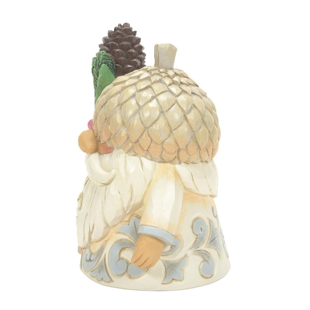Jim Shore Heartwood Creek: White Woodland Gnome with Acorn Hat Figurine sparkle-castle