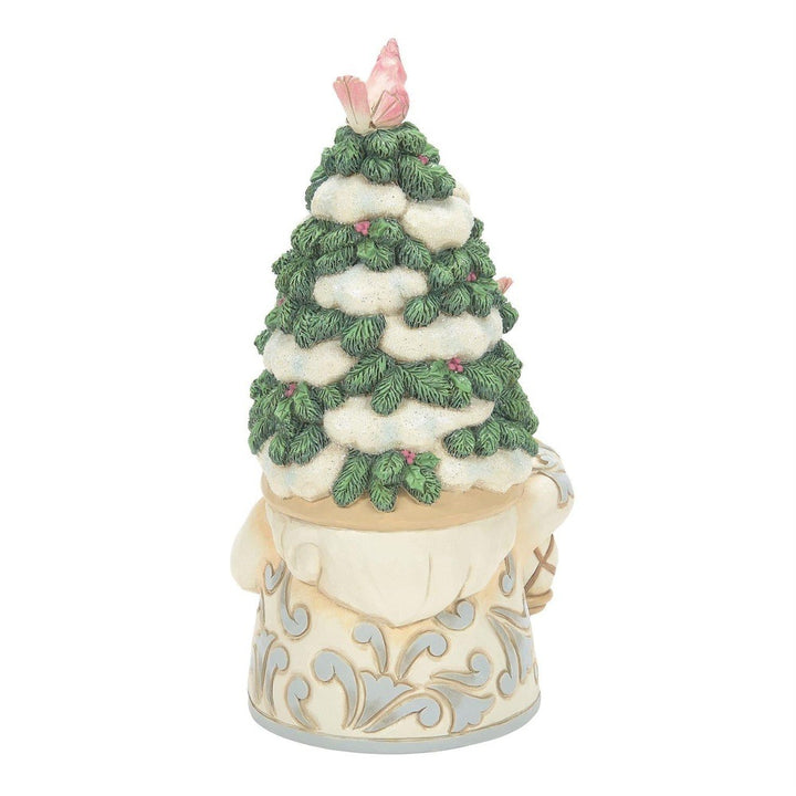 Jim Shore Heartwood Creek: White Woodland Gnome with Evergreen Tree Hat Figurine sparkle-castle