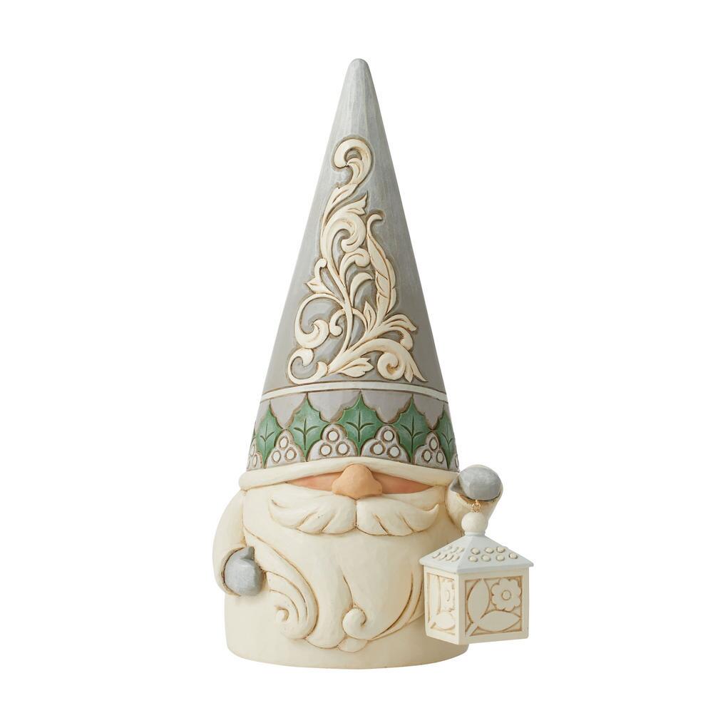 Jim Shore Heartwood Creek: White Woodland Gnome Lantern Figurine sparkle-castle