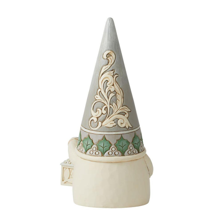 Jim Shore Heartwood Creek: White Woodland Gnome Lantern Figurine sparkle-castle